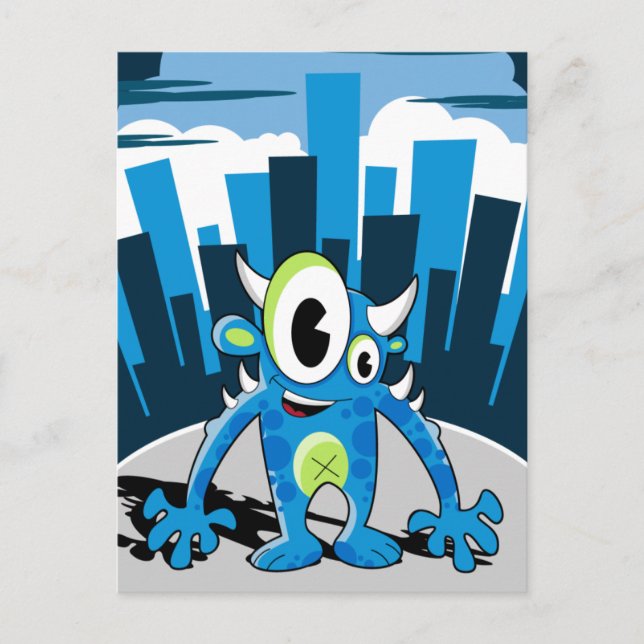 Carte postale Freaky Blue Monster (Devant)