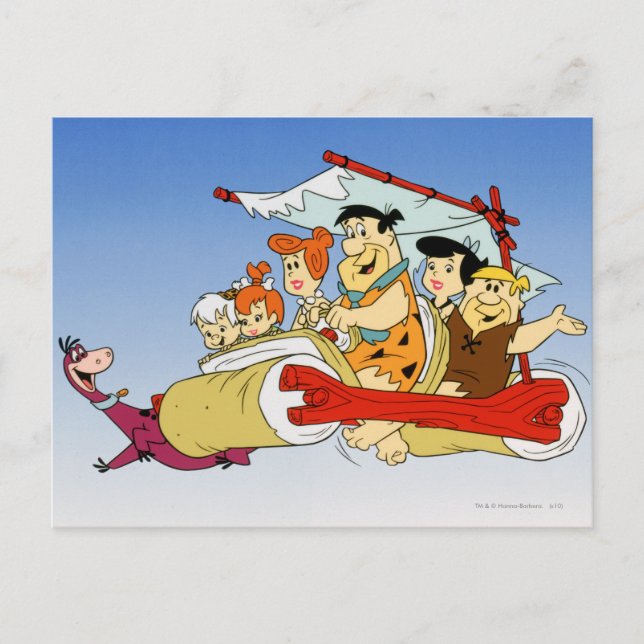 Carte Postale Fred Flintstone Wilma Barney et Betty PEBBLES™ (Devant)