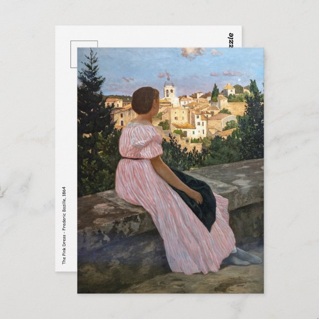 Carte Postale Frederic Bazille - La robe rose (Devant / Derrière)