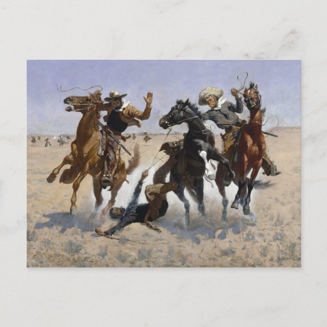 Carte Postale Frederic Remington - Aider un camarade (Devant)