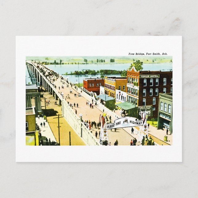 Carte Postale Free Bridge, Fort Smith, Arkansas. (Devant)