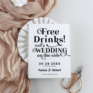 Carte Postale Free Drinks Funny Casual Wedding Save The Date