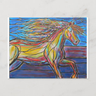 Carte Postale "Free Rein" Horse Art Mosaic / Style Verre Trait!
