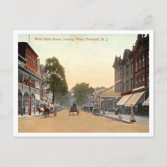 Carte Postale Freehold NJ West Main St 1910 (Devant)
