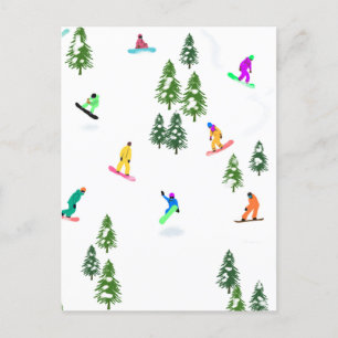 Carte Postale Freeride Snowboardeur Snowboard Hiver