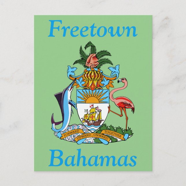 Carte Postale Freetown, Bahamas avec armoiries (Eleuthera) (Devant)