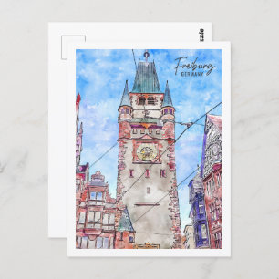 Carte Postale Freiburg Allemagne Travel Place Aquarelle