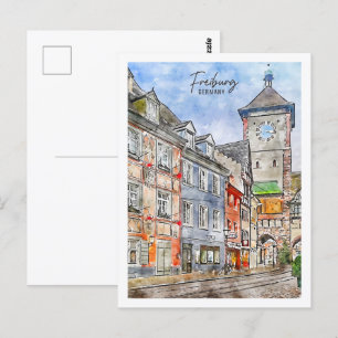 Carte Postale Freiburg Allemagne Travel Place Aquarelle