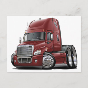 Carte Postale Freightliner Cascadia Maroon Truck