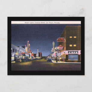 Carte Postale Fremont St. à la nuit, Las Vegas, NV Vintage