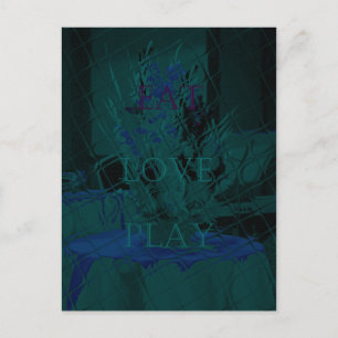 Carte Postale French Blue Love Mange Jouer Couleurs de fleurs po