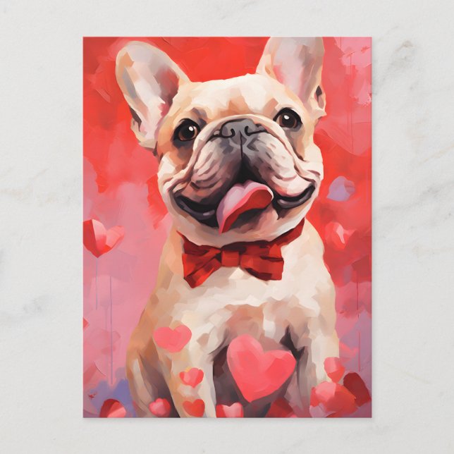 Carte Postale French Bulldog à la Saint-Valentin (Devant)