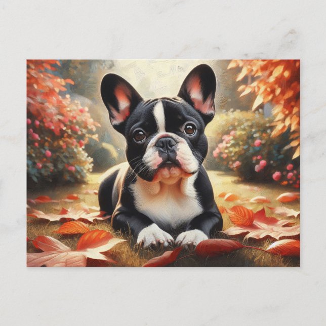 Carte Postale French Bulldog Autumn quitte l'art (Devant)