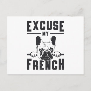 Carte Postale French Bulldog Excuse My French Vintage Funny Cade