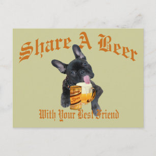 Carte Postale French Bulldog Partage Une Bière