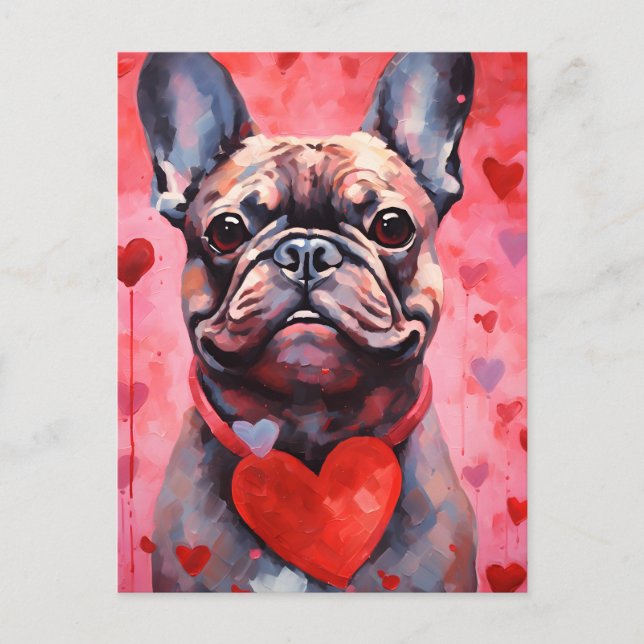 Carte Postale French Bulldog Saint-Valentin (Devant)