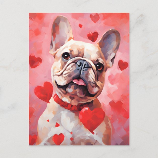 Carte Postale French Bulldog Saint-Valentin (Devant)