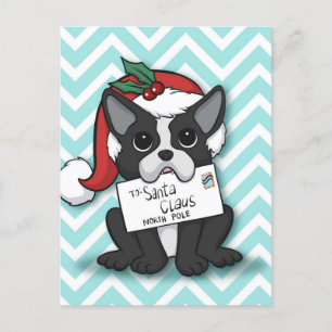 Carte Postale French bulldog Santa Claus Holiday