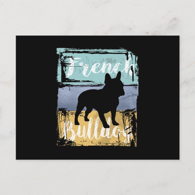 Carte Postale French Bulldog Tee - Chien français rétro (Devant)