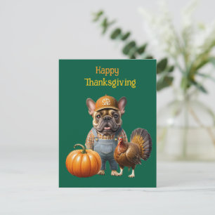 Carte Postale French Bulldog Thanksgiving French Bulldog