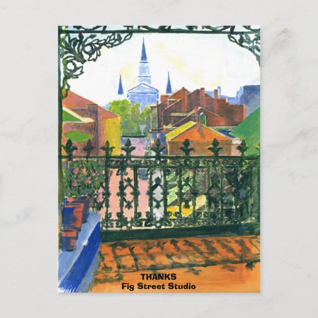 Carte Postale French Quarter Balcon, Fig Street, ajouter du text (Devant)