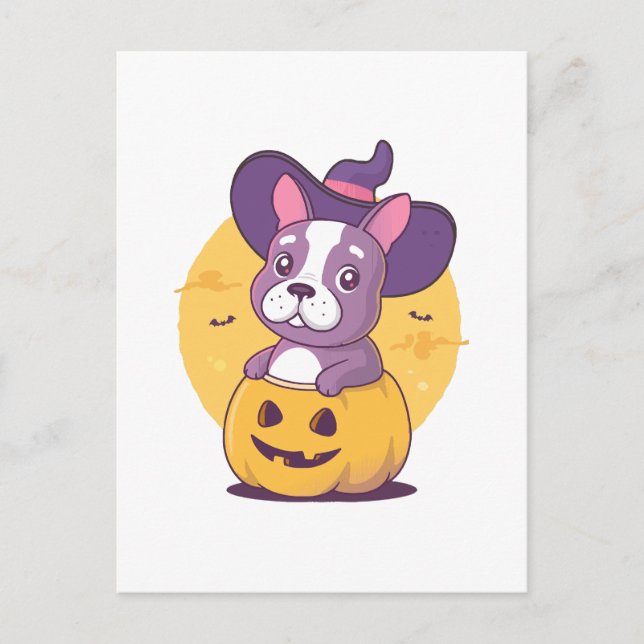 Carte Postale Frenchie Halloween (Devant)