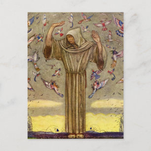 Carte Postale "Frère Martin et les oiseaux" par John Bauer