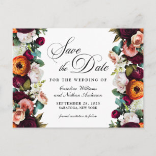 Carte Postale Fresh Fall Romantic Floral Wedding Enregistrer la