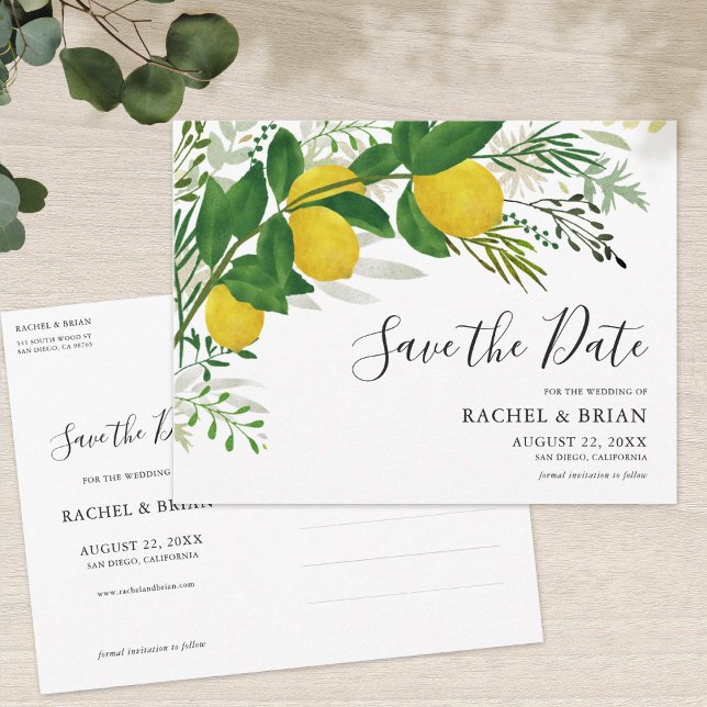 Carte Postale Fresh Lemon Save the Date Invite Postcard (Créateur téléchargé)