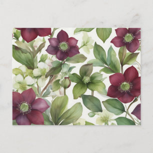 Carte Postale Fresia Floral Élégant Violet Aquarelle 
