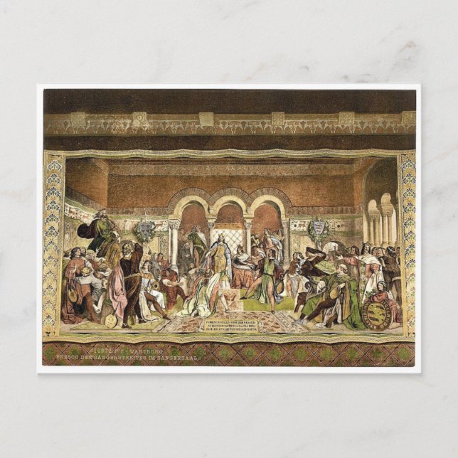 Carte Postale Fresque du concours des chanteurs dans le Sangersa (Devant)