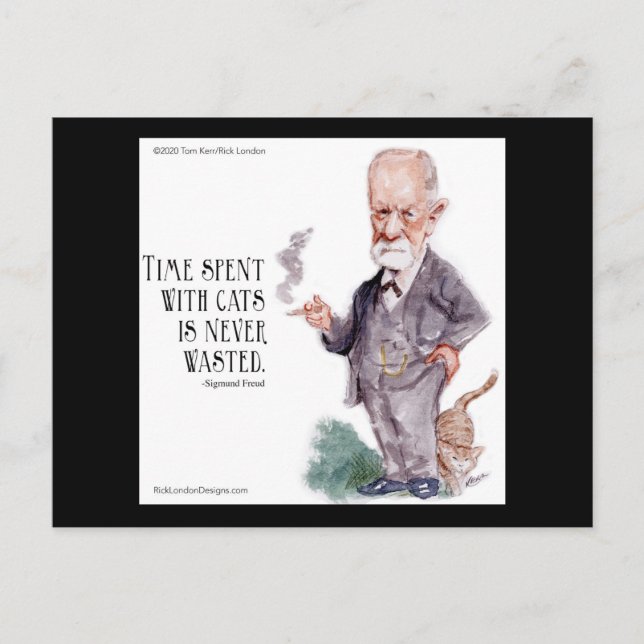 Carte Postale Freud & Citation sur les Chats (Devant)