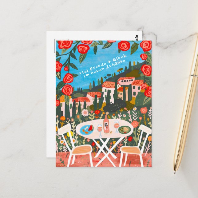 Carte Postale Freude Glück Neuen Haus schöne Landschaft (Devant/Arrière en situation)