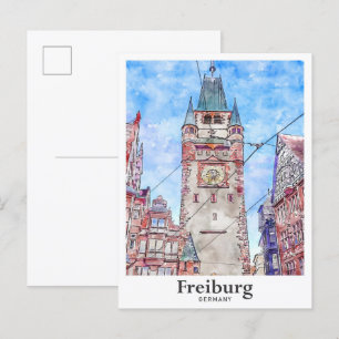 Carte Postale Fribourg-en-Brisgau Allemagne Voyage Aquarelle Des