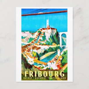 Carte Postale Fribourg, ville, Suisse. Voyage vintage