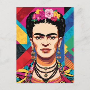Carte Postale Frida Kahlo Pop Art Portrait - Couleurs vives