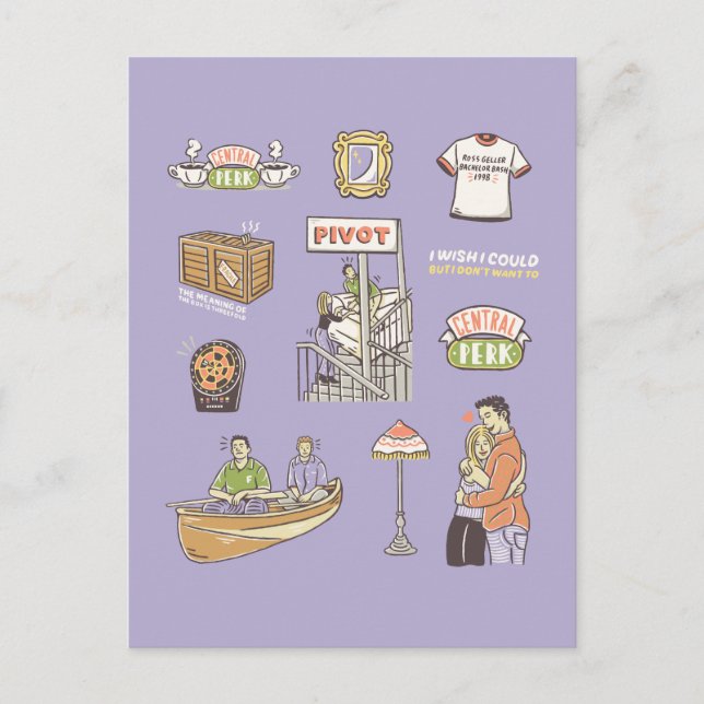 Carte Postale FRIENDS™ | Icônes de dessin animé (Devant)
