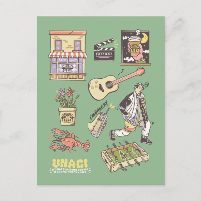 Carte Postale FRIENDS™ | Icônes de dessin animé Graphique (Devant)