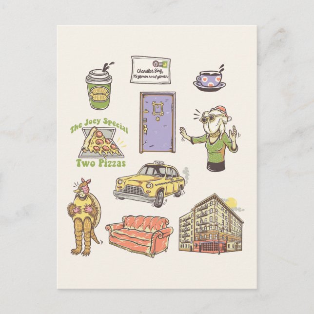 Carte Postale FRIENDS™ | Icônes de dessin animé Graphique (Devant)