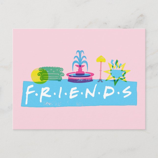 Carte Postale FRIENDS™ | Logo avec icônes (Devant)