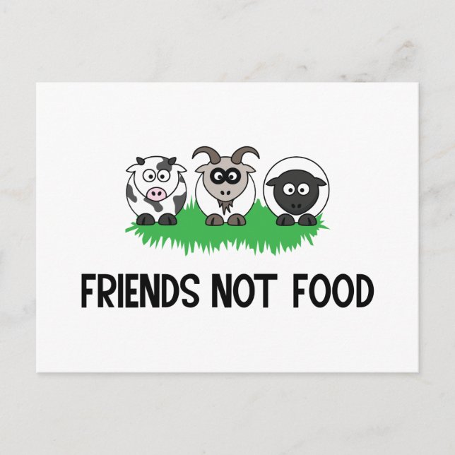 Carte Postale Friends Not Food, Venin for Vegan Vegetarian (Devant)