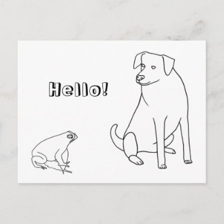 Carte Postale Frog and Dog, Hello, Coloring Postcards 2