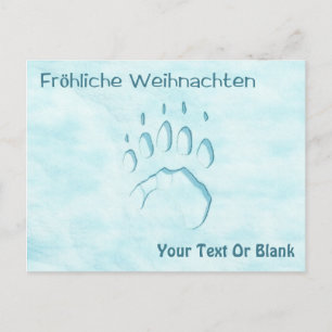 Carte Postale Fröhliche Weihnachten - Empreinte de patte de l'ou