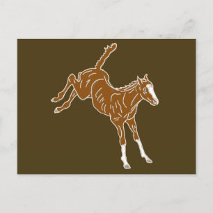 Carte Postale Frolicking Horse Foal - transparent uni-couleur.