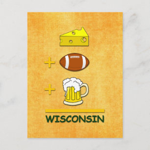 Carte Postale Fromage Football Bière Wisconsin Funny Math