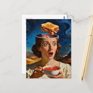 Carte Postale Fromage grillé surréaliste et soupe