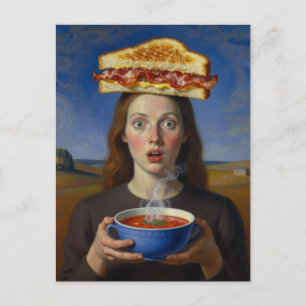 Carte Postale Fromage grillé surréaliste et soupe