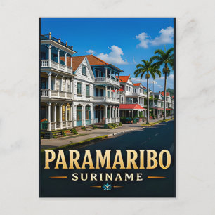 Carte Postale Front colonial de Paramaribo et patrimoine tropica