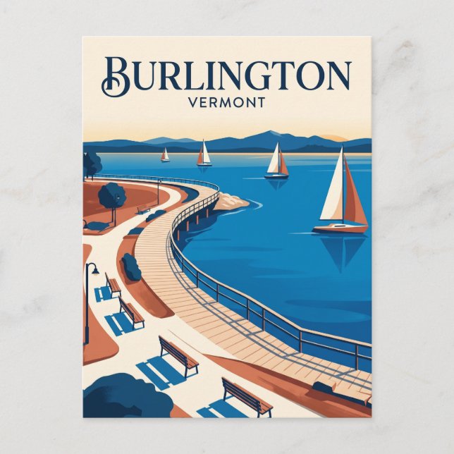 Carte Postale Front de mer de Burlington Vermont (Devant)