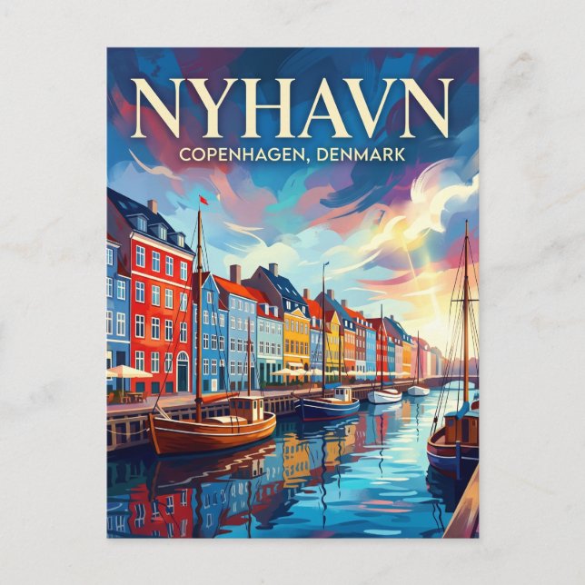 Carte Postale Front de mer de Nyhavn Danemark (Devant)